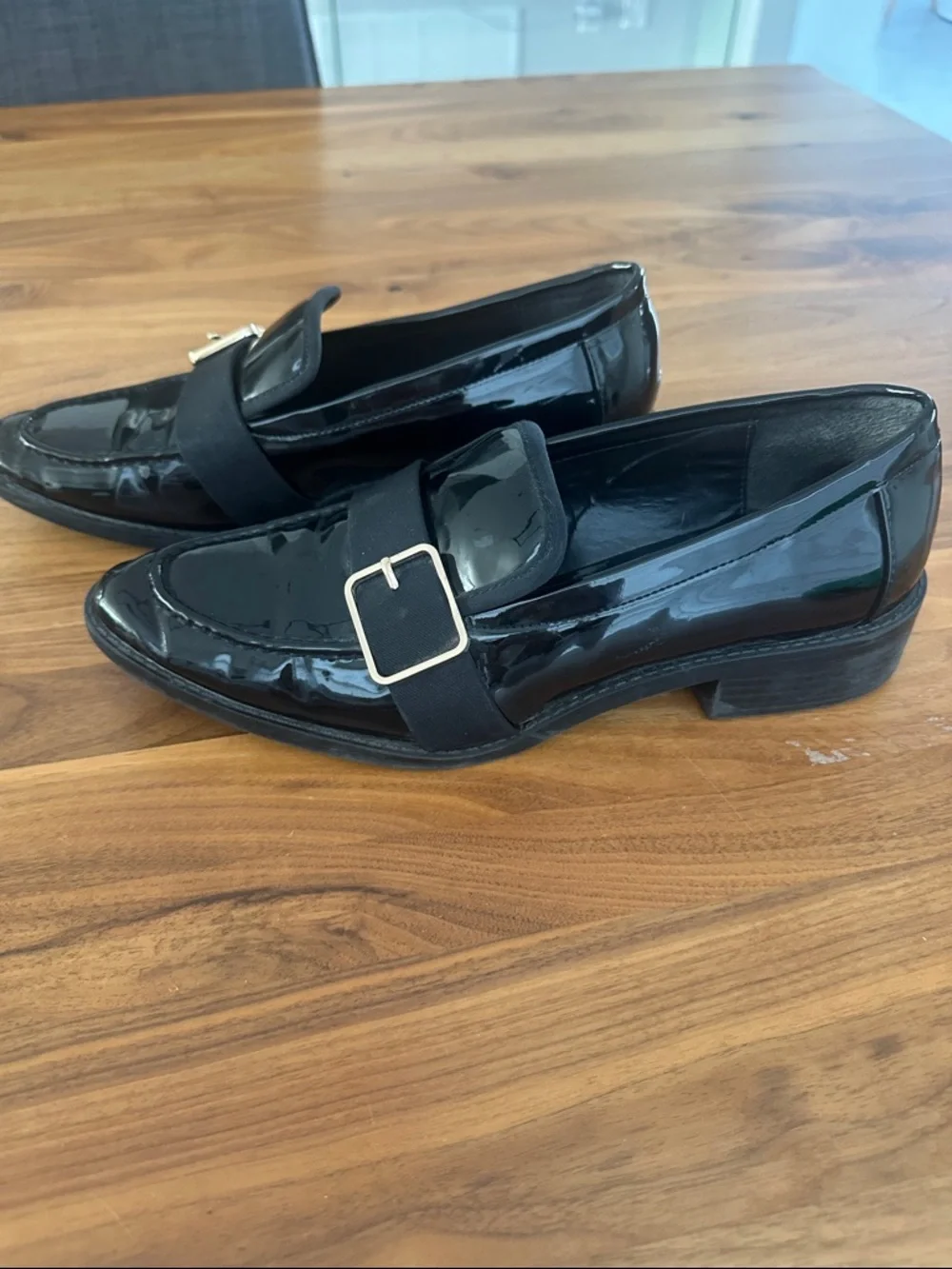 Zara Black Patent Loafers with Buckle Strap - Picture 4 of 4